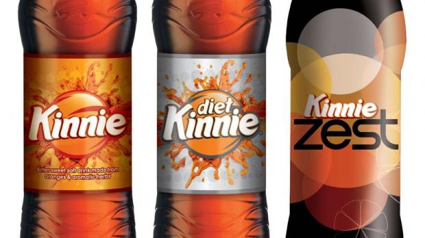 Bottles of Kinnie, Diet Kinnie and Kinnie Zest, a Maltese soft drink made from bitter oranges and aromatic herbs.