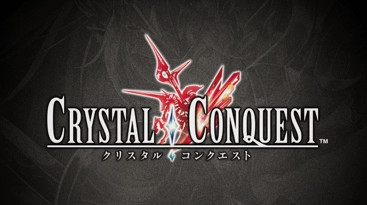 The Crystal Conquest logo, styled like a Final Fantasy logo, with red crystal artwork above the title and Japanese text beneath.